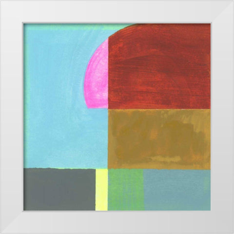 Blue Neons II White Modern Wood Framed Art Print by Bellissimo Art