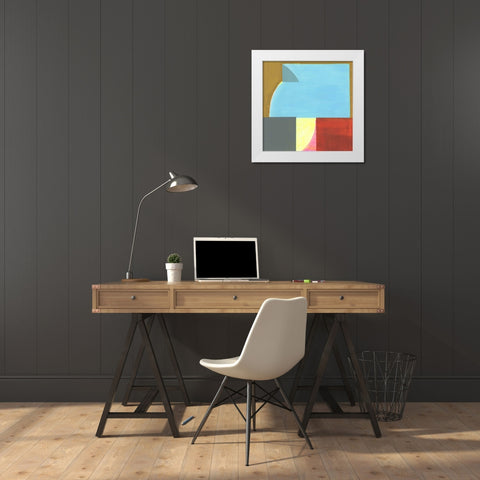 Blue Neons IV White Modern Wood Framed Art Print by Bellissimo Art