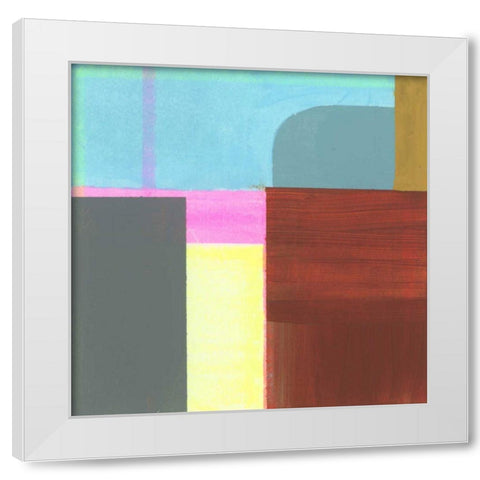 Blue Neons V White Modern Wood Framed Art Print by Bellissimo Art