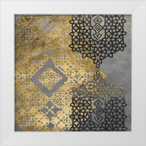 Golden Filigree II White Modern Wood Framed Art Print by Zarris, Chariklia