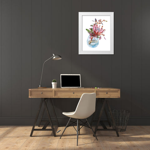 Awaken Protea I White Modern Wood Framed Art Print by Wang, Melissa