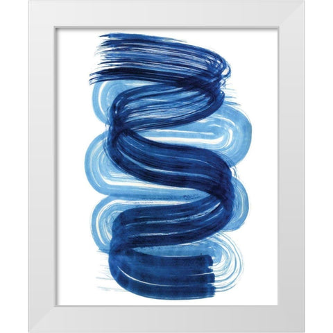Blue Swish I White Modern Wood Framed Art Print by Bellissimo Art