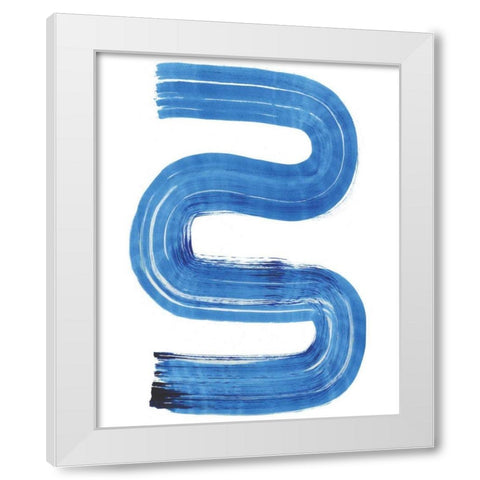 Blue Swish II White Modern Wood Framed Art Print by Bellissimo Art