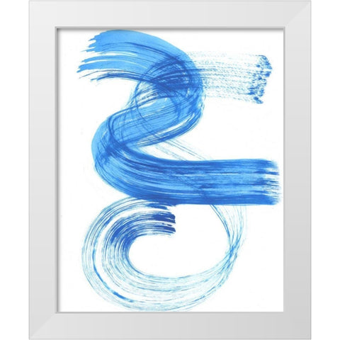 Blue Swish III White Modern Wood Framed Art Print by Bellissimo Art