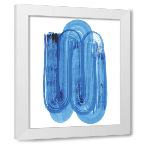 Blue Swish IV White Modern Wood Framed Art Print by Bellissimo Art
