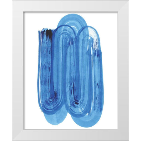 Blue Swish IV White Modern Wood Framed Art Print by Bellissimo Art