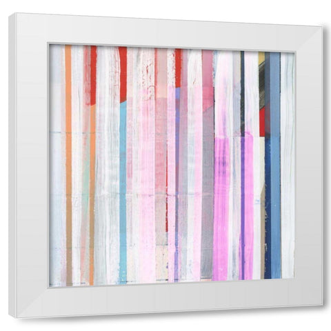 Red Pink Stripes I White Modern Wood Framed Art Print by Bellissimo Art