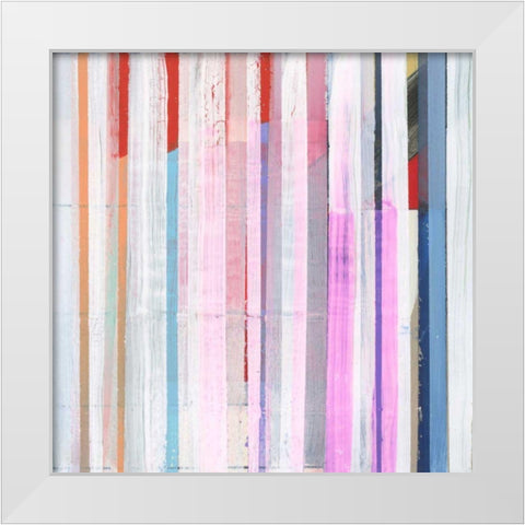 Red Pink Stripes I White Modern Wood Framed Art Print by Bellissimo Art