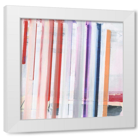 Red Pink Stripes II White Modern Wood Framed Art Print by Bellissimo Art