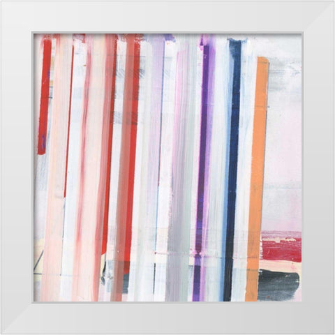 Red Pink Stripes II White Modern Wood Framed Art Print by Bellissimo Art