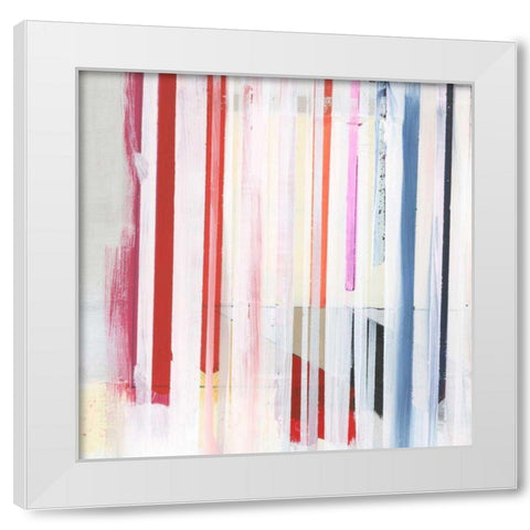 Red Pink Stripes III White Modern Wood Framed Art Print by Bellissimo Art