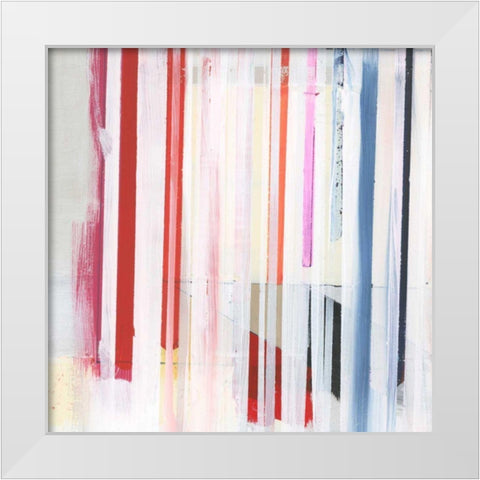 Red Pink Stripes III White Modern Wood Framed Art Print by Bellissimo Art