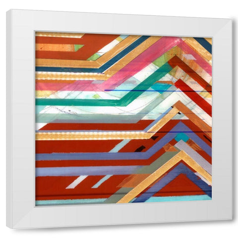 Zig Zag V White Modern Wood Framed Art Print by Bellissimo Art
