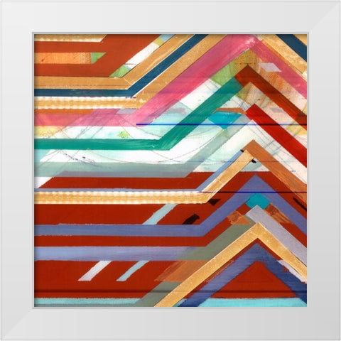 Zig Zag V White Modern Wood Framed Art Print by Bellissimo Art