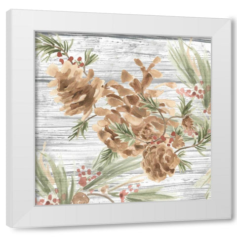 Pinecone Lodge III White Modern Wood Framed Art Print by Vess, June Erica