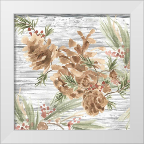 Pinecone Lodge III White Modern Wood Framed Art Print by Vess, June Erica