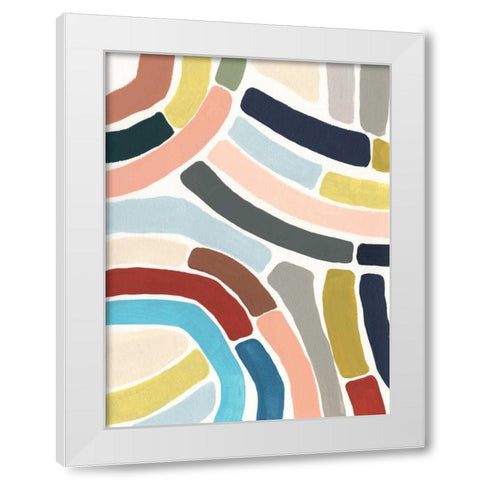 Mosaic Curve I White Modern Wood Framed Art Print by Vess, June Erica
