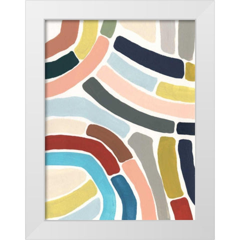 Mosaic Curve I White Modern Wood Framed Art Print by Vess, June Erica