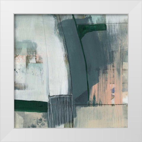 Collaged Plains I White Modern Wood Framed Art Print by Goldberger, Jennifer