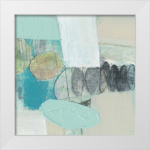 Seafoam Orbs I White Modern Wood Framed Art Print by Goldberger, Jennifer