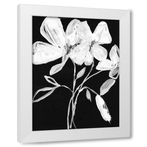 White Whimsical Flowers I White Modern Wood Framed Art Print by Goldberger, Jennifer