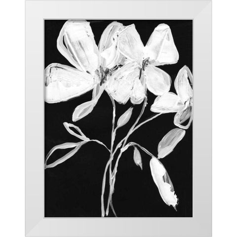 White Whimsical Flowers I White Modern Wood Framed Art Print by Goldberger, Jennifer