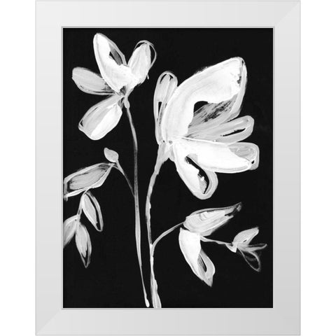 White Whimsical Flowers II White Modern Wood Framed Art Print by Goldberger, Jennifer