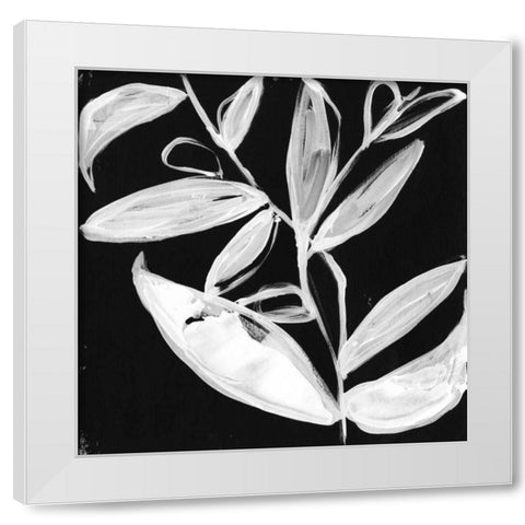 Quirky White Leaves I White Modern Wood Framed Art Print by Goldberger, Jennifer
