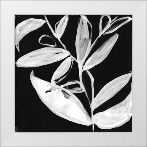 Quirky White Leaves I White Modern Wood Framed Art Print by Goldberger, Jennifer