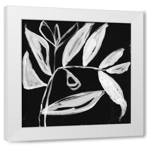 Quirky White Leaves II White Modern Wood Framed Art Print by Goldberger, Jennifer