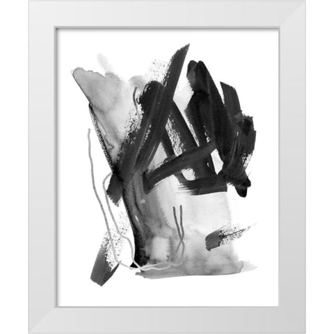 Black and Grey Collide I White Modern Wood Framed Art Print by Wang, Melissa