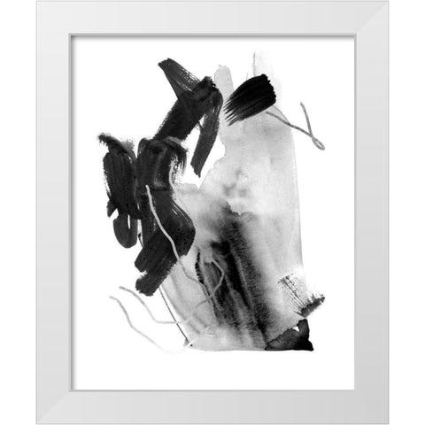 Black and Grey Collide III White Modern Wood Framed Art Print by Wang, Melissa