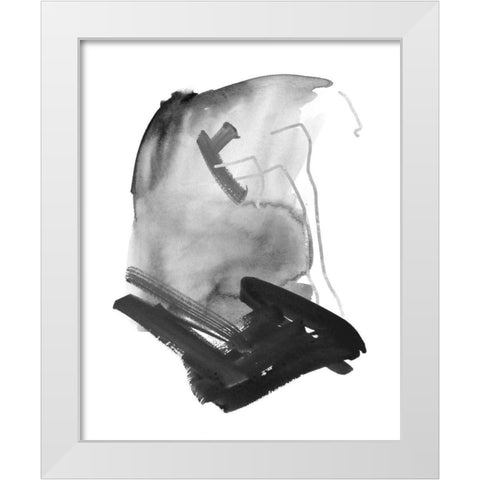 Black and Grey Collide IV White Modern Wood Framed Art Print by Wang, Melissa