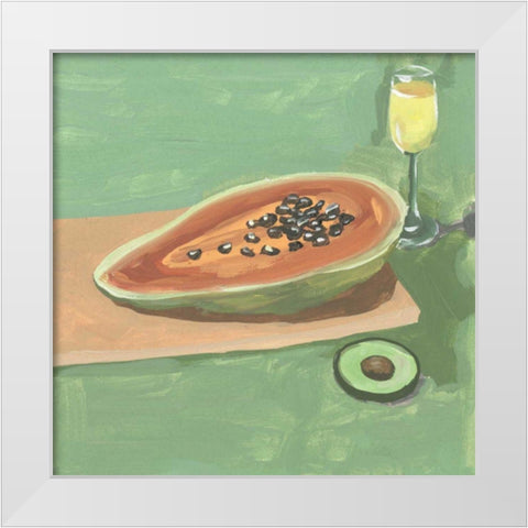 Still Life with Papaya II White Modern Wood Framed Art Print by Wang, Melissa