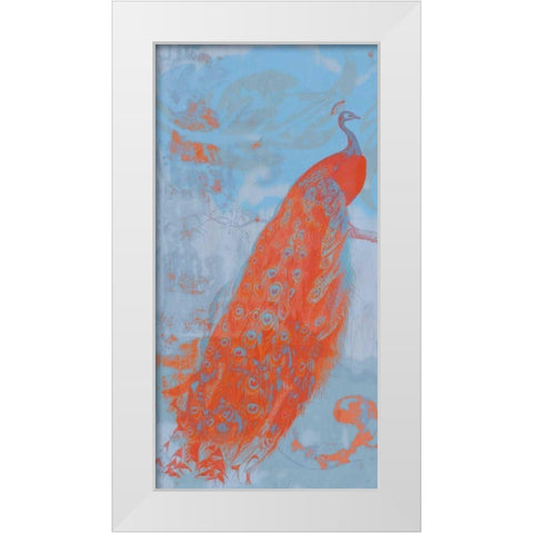 Pop Peacock I White Modern Wood Framed Art Print by Goldberger, Jennifer