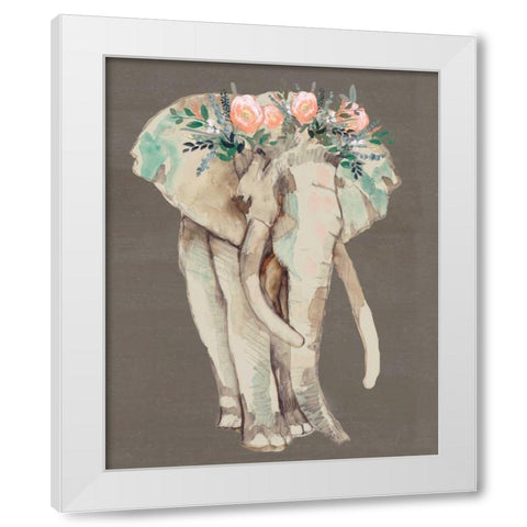 Flower Crown Elephant I White Modern Wood Framed Art Print by Goldberger, Jennifer