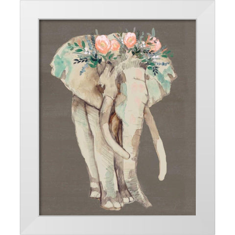 Flower Crown Elephant I White Modern Wood Framed Art Print by Goldberger, Jennifer