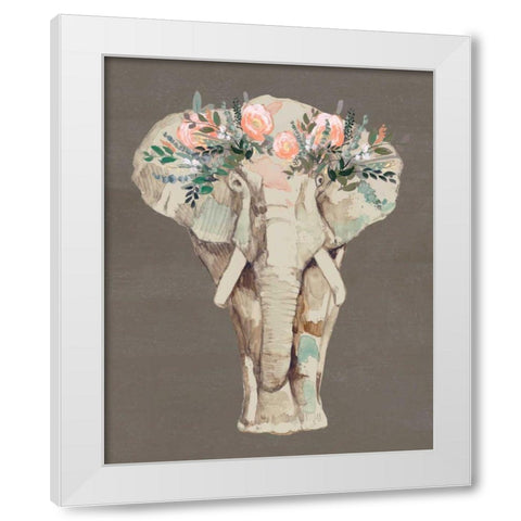 Flower Crown Elephant II White Modern Wood Framed Art Print by Goldberger, Jennifer