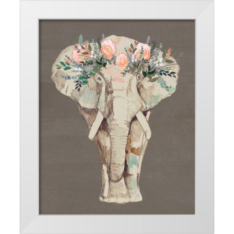 Flower Crown Elephant II White Modern Wood Framed Art Print by Goldberger, Jennifer