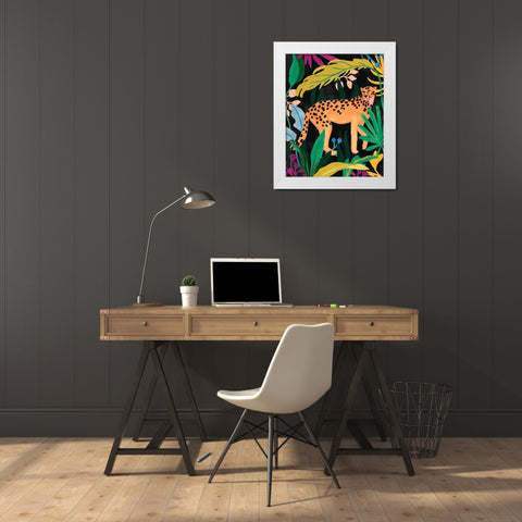 Cheetah Kingdom IV White Modern Wood Framed Art Print by Vess, June Erica