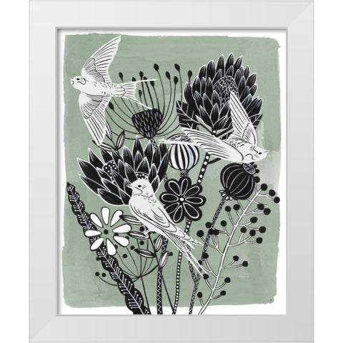 Swallow Dance I White Modern Wood Framed Art Print by Wang, Melissa