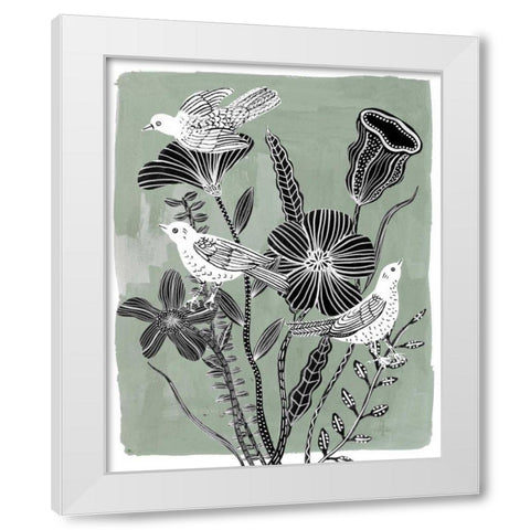 Swallow Dance II White Modern Wood Framed Art Print by Wang, Melissa