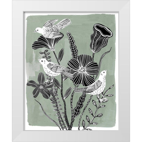 Swallow Dance II White Modern Wood Framed Art Print by Wang, Melissa