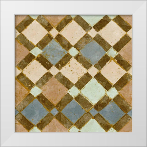 Tile of Squares I White Modern Wood Framed Art Print by Saunders, Alonzo