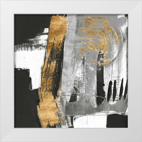 Golden Strokes II White Modern Wood Framed Art Print by Goldberger, Jennifer