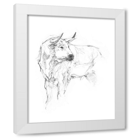 Bull Study II White Modern Wood Framed Art Print by Harper, Ethan