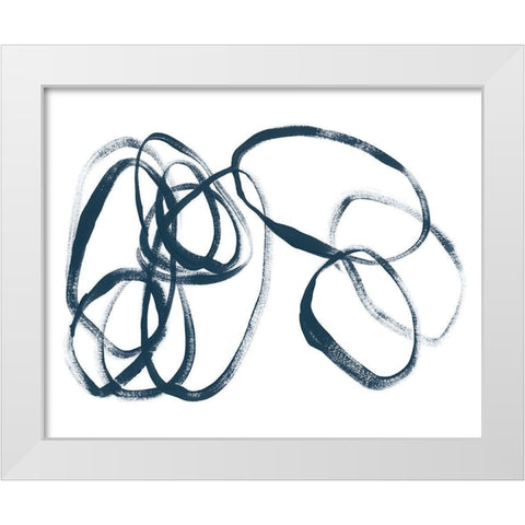 Indigo Intertwined I White Modern Wood Framed Art Print by Vess, June Erica