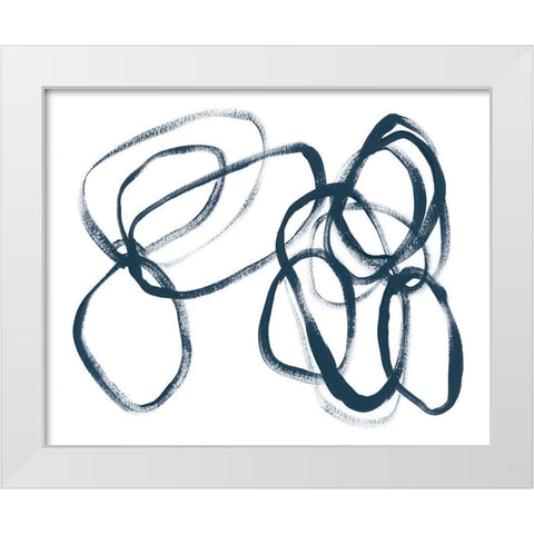 Indigo Intertwined II White Modern Wood Framed Art Print by Vess, June Erica