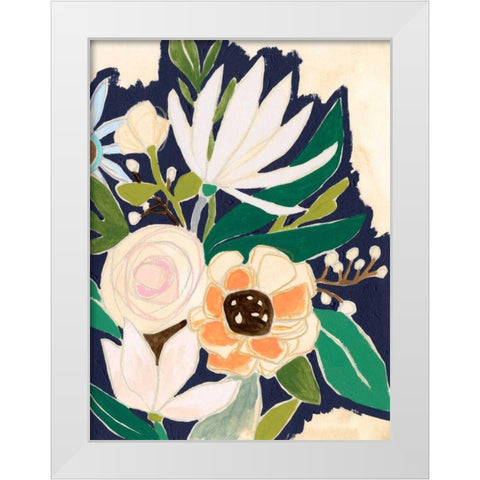 Floral Interim I White Modern Wood Framed Art Print by Vess, June Erica
