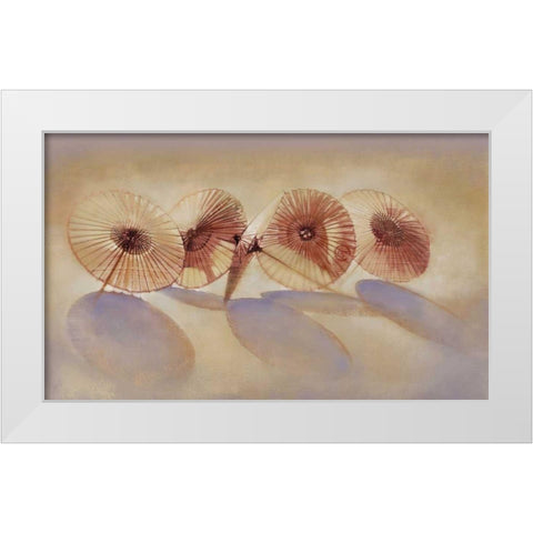 Parisols I White Modern Wood Framed Art Print by Dean, Bruce